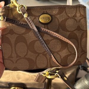 Coach Brown Monogram Wristlet